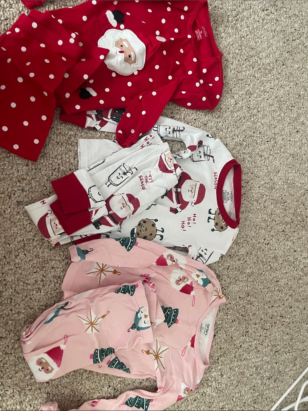 Carters Kids Christmas Pajama Tops - Red, White, Pink - Picture 1 of 7